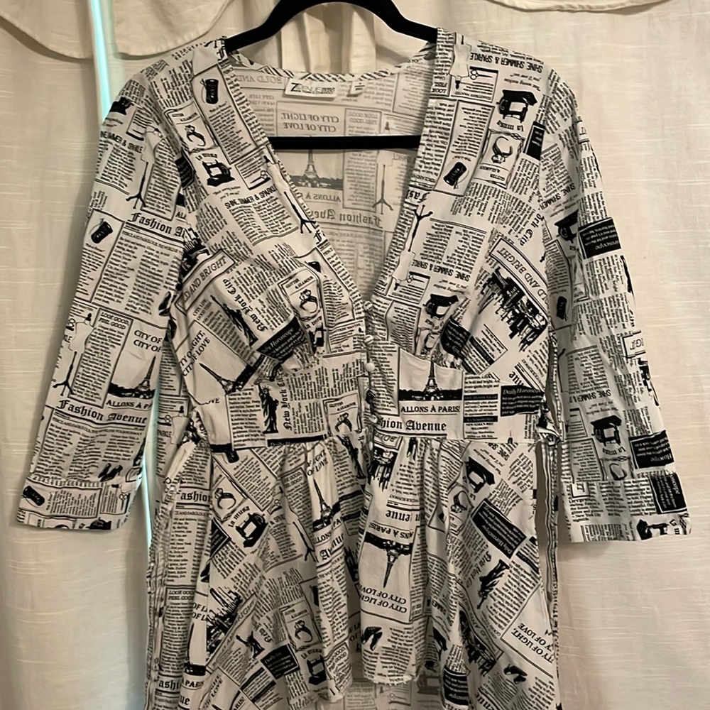 Newspaper print tunic shirt